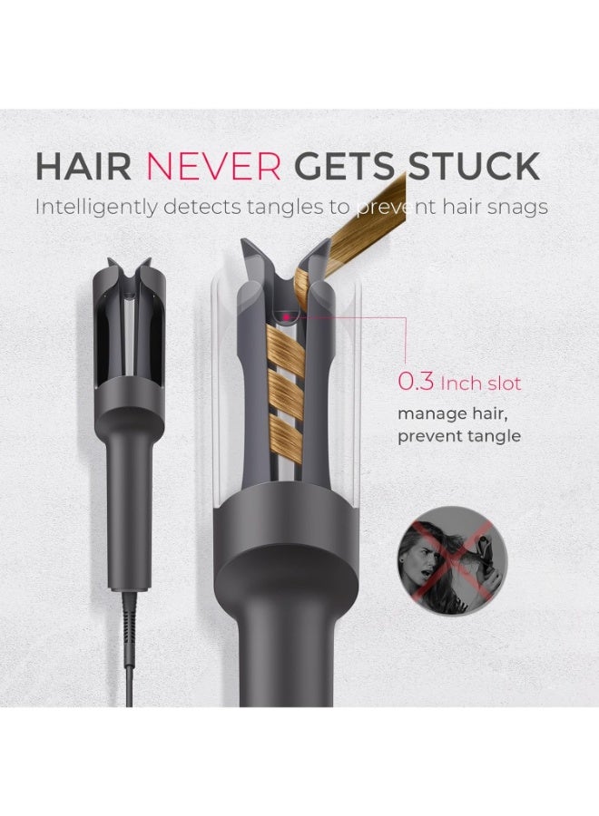 TYMO Automatic Rotating Curling Iron - CURLPRO Beach Waves Curling Wand, Portable Hair Curler, 500 Million Ionic, Dual Voltage & Lightweight for Travel, Ceramic Coating, 1 Inch, Metallic Gray - Image 4